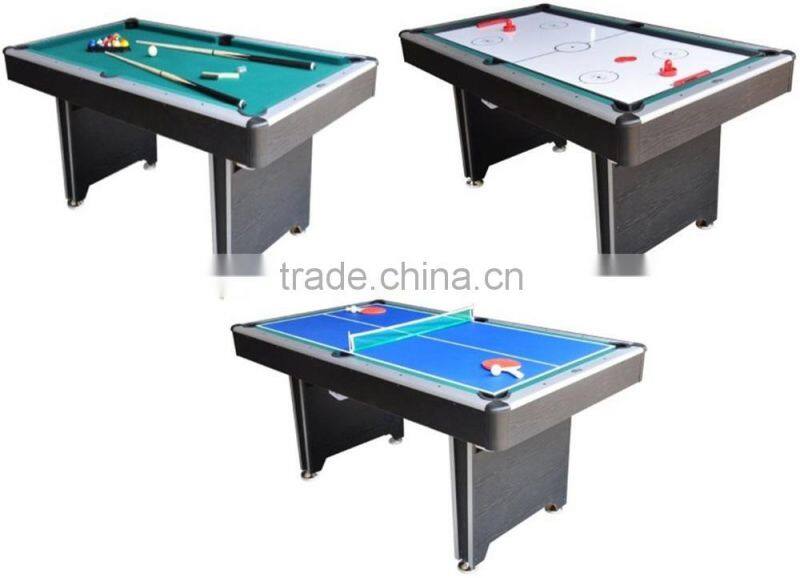 Cheaper 6' Factory prize modern stylish 3 in 1 Multi games table. Pool table, table tennis table, push hockey table.