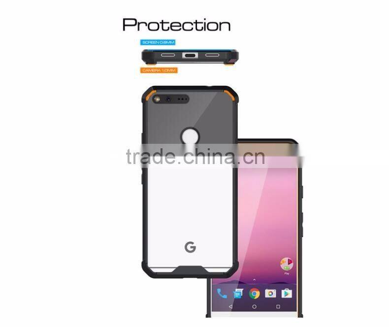 Wholesale Cheap Price Transparent 2 in 1 TPU Bumper + Hard Plastic Hybrid Back Cover Acrylic Clear Case For Google Pixel XL
