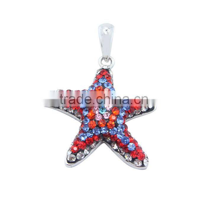 colourful CZ pendant starfish gemstone jewelry colourful starfish pendant