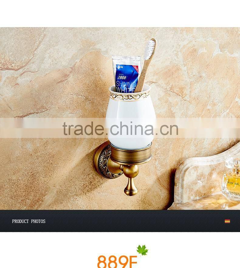 889F hotel use bathroom accessory archaize single cup Carve patterns or designs on woodwork single Tumbler Holder