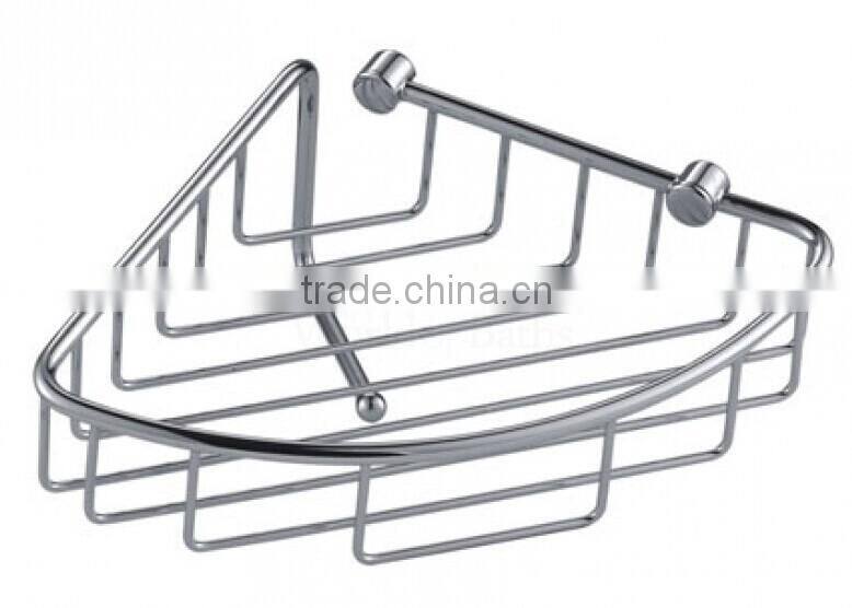 Chrome L-Shaped Corner Bathroom Basket Caddy