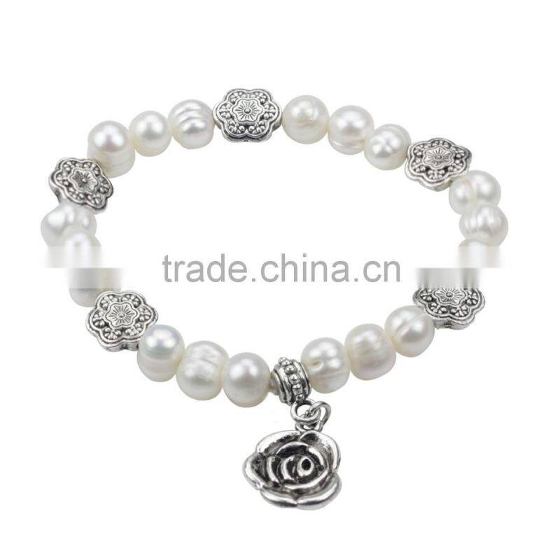 7mm A grade elastic potato beautiful natural flower girl pearl bracelet