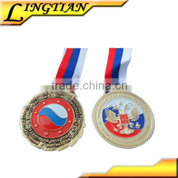 Antique-bronze-matt silver ribbon medal