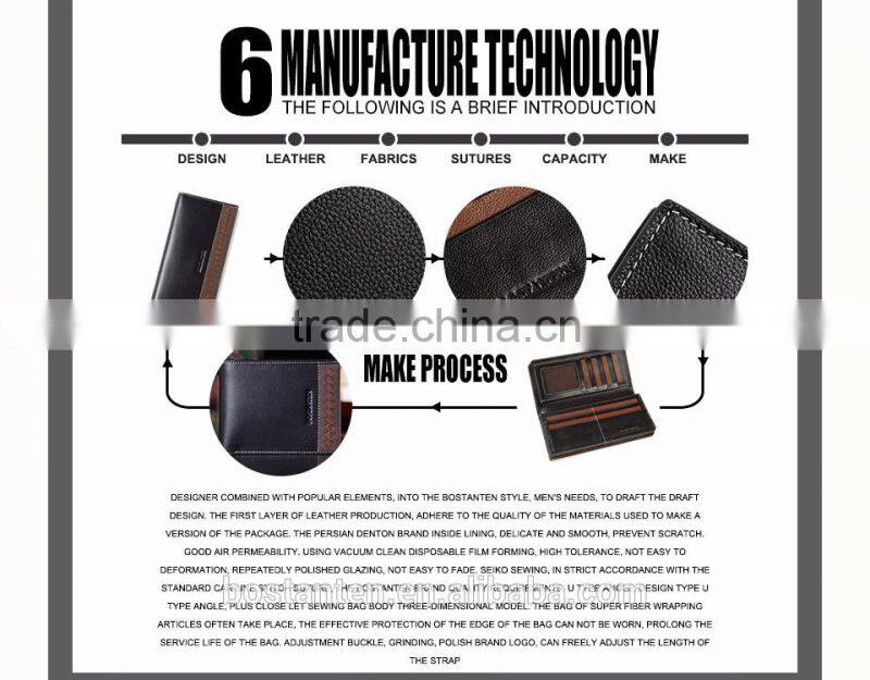 business men genuine leather money clip long wallet and clutch bag