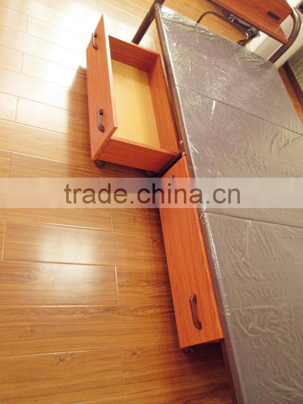 Single Metal Bed with wood Drawers