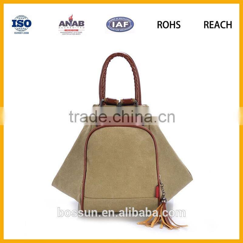 Canvas with PU handle backpack