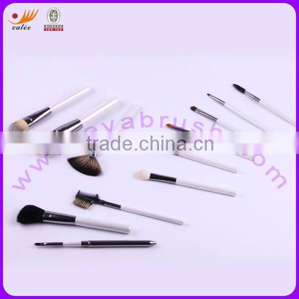 Latest Fashion Pearl White Travel/Portable Cosmetic Brush Set with Real Hair & Nylon hair