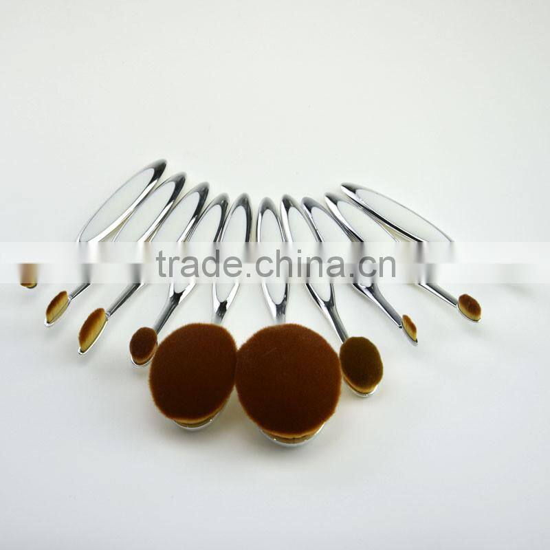 Wholesale make up brushes private label 10pieces tooth shape makeup brushes oval foundation makeup brush