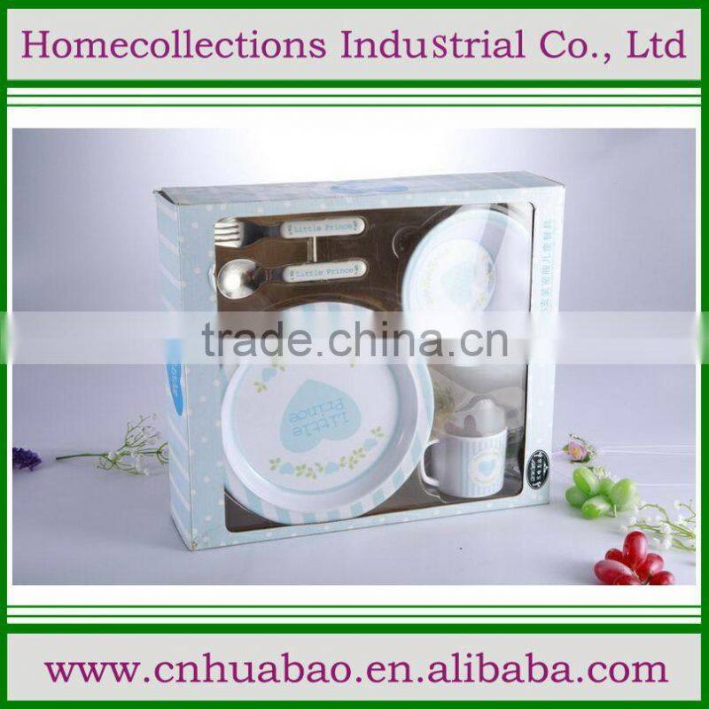Cartoon design healthy 5pcs set melamine dinner set with gift box packing