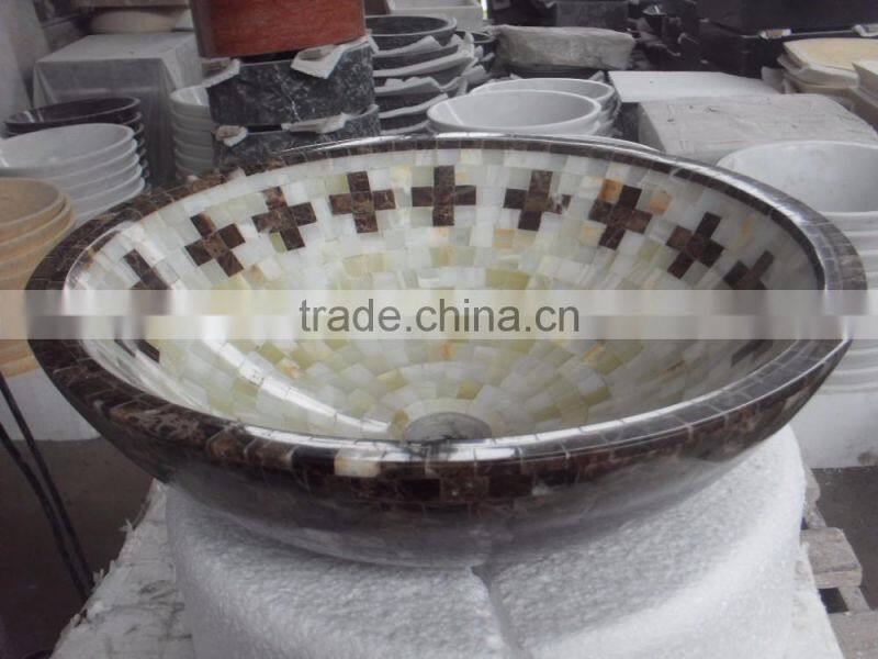 Hot sell mosaic pedestal sink marble stone,natural stone