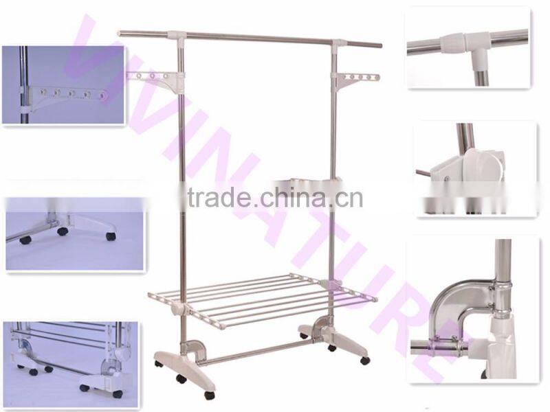 Clothes Airer Drying Rack Extra Large Deluxe 3 Tier Clothes Drying Rail (20M Hanging Space) White and Orange Folding hangers Fla