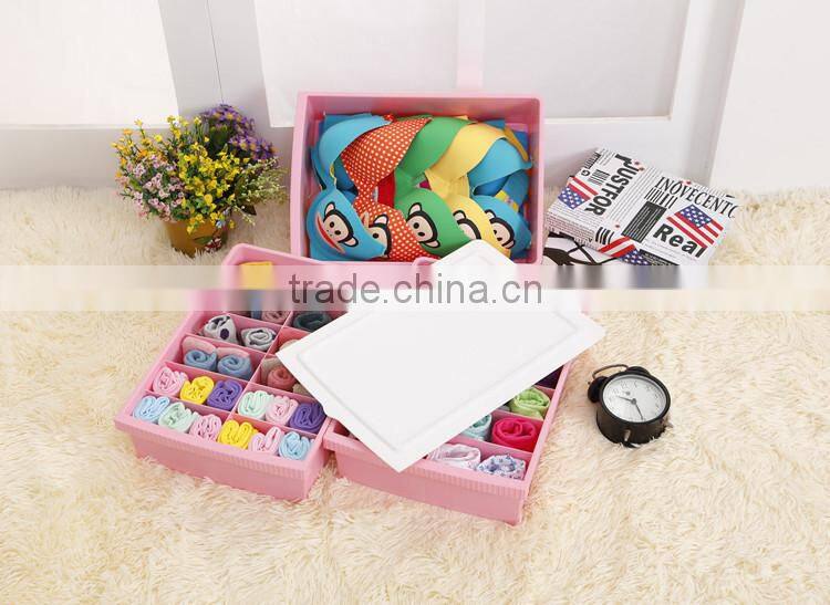 2014 New Colorful Plastic Waterproof Storage Box Set Socks and Underwear Box Design With Two Lid