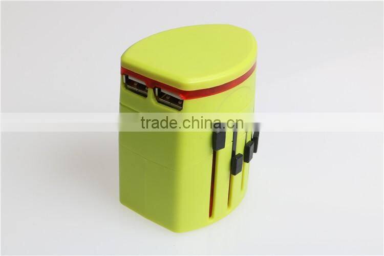Hot selling dual USB universal adapter set with 100mA output travel adapter set with UK/EU/AU/US plug for mobile phone