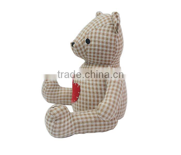 Store More Bear Checkd Cloth Sand Stuffed Cotton Animal Door Stopper
