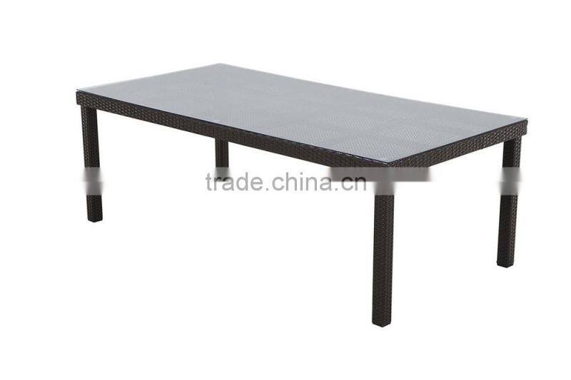 2017 Trade Assurance Hot Sale outdoor portable cocktail plastic rattan handmade table tempered glass dining table