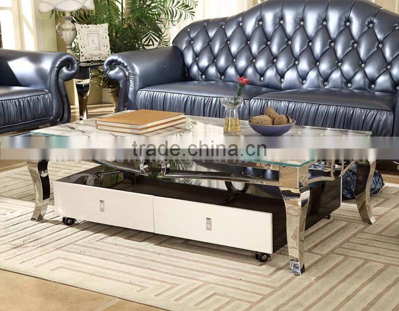 Stone TV Stand Stainless Steel Legs with Drawer