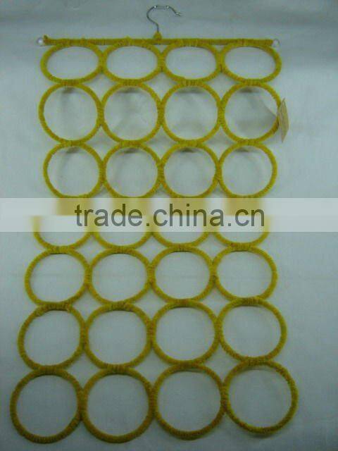 Red wool woven iron frame big hanging scarfs holder baksets