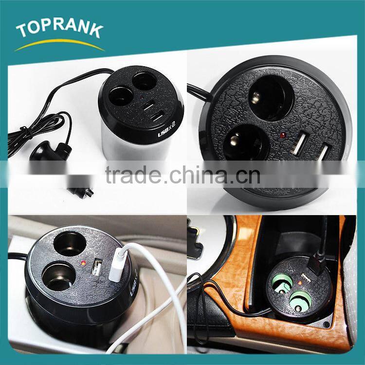 New design DC 12V 2 port cigarette lighter splitter adapter dual usb charger socket for car