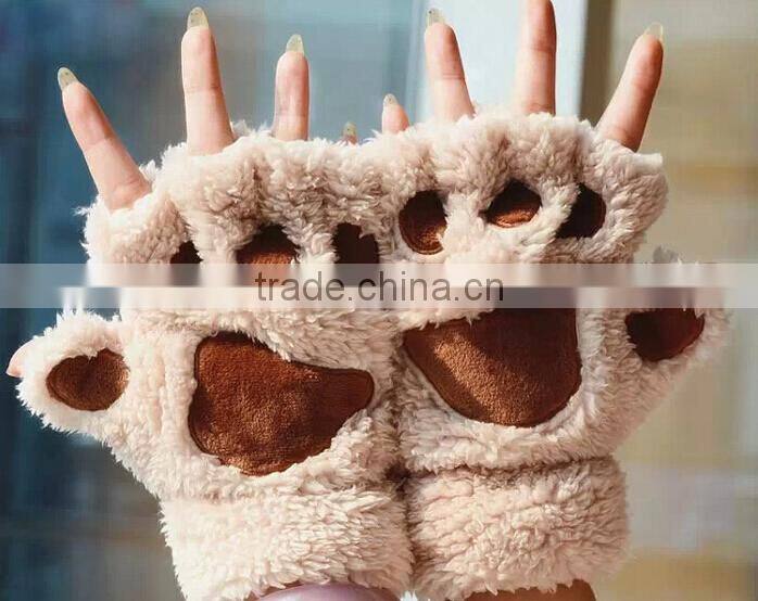 china supplier warm very thick cartoon bear paw gloves