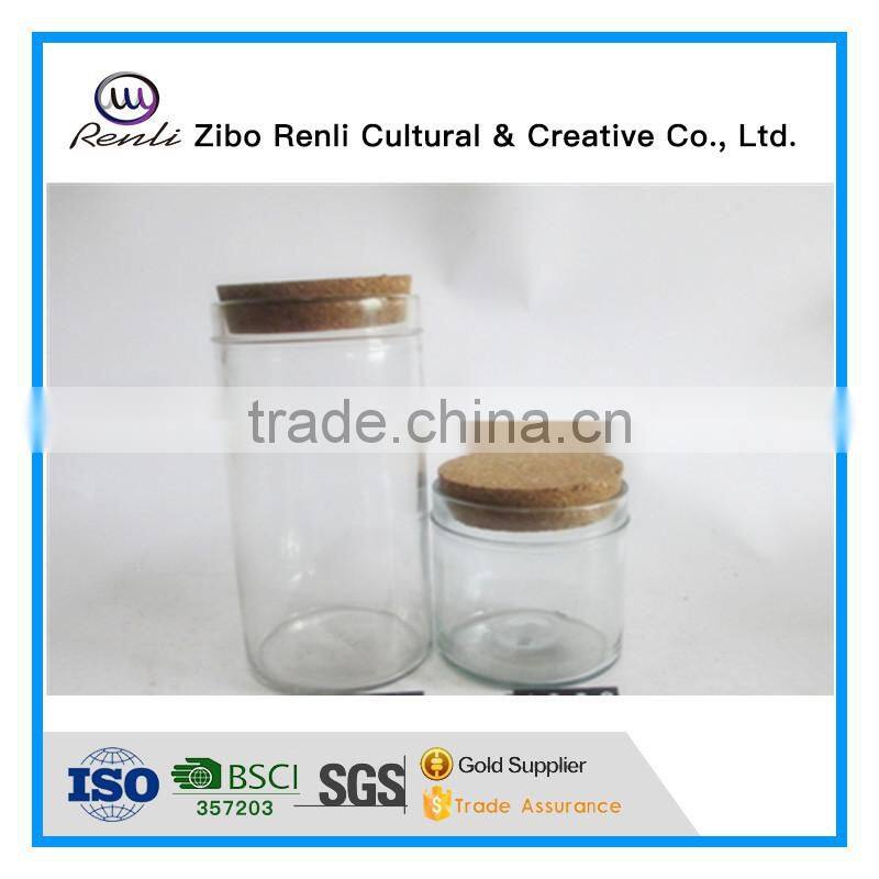 Clear Cylinder Pillar Recycled Glass Candle Jars with Cork Lids