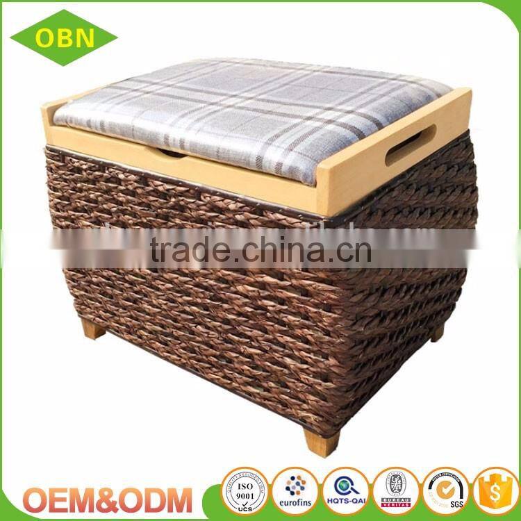 High quality antique straw ottoman storage