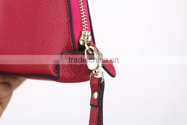 First Genuine leather Bow leather purse makeup Cosmetic Bag shell