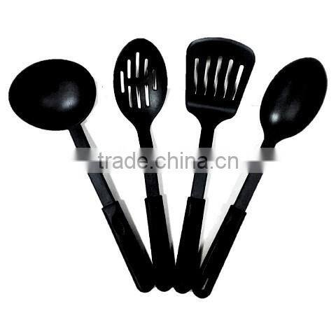 Packed Hanger sticker on each pcs 4pcs black kitchen utensil set without printing