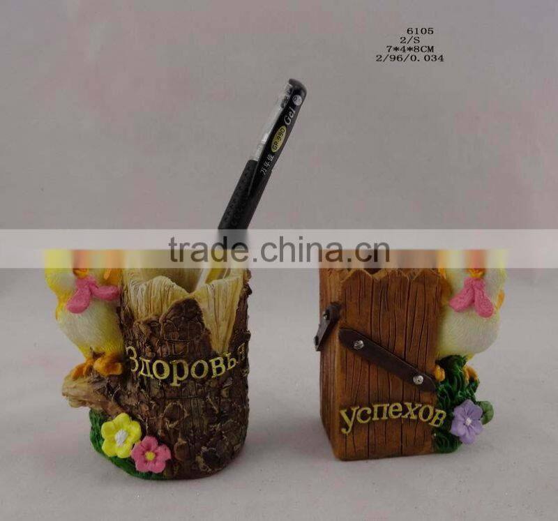 resin chick figurine pen container for new year symbol decor