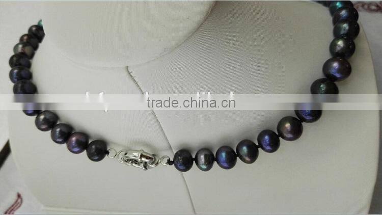 3-4mm black freshwater pearl necklace with 925 sterling silver