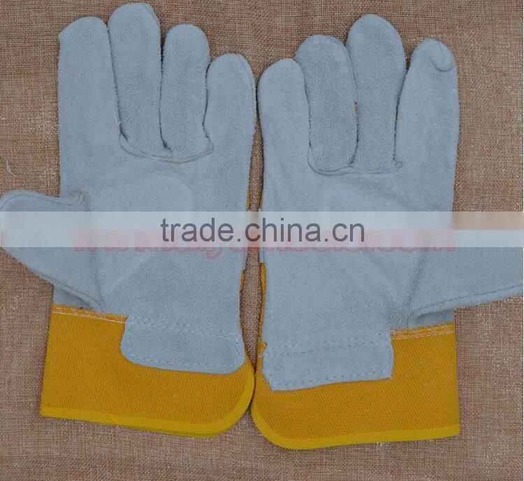 Color Safety Gloves,Cow Split Leather Work Glove,Leather cotton Welding Gloves