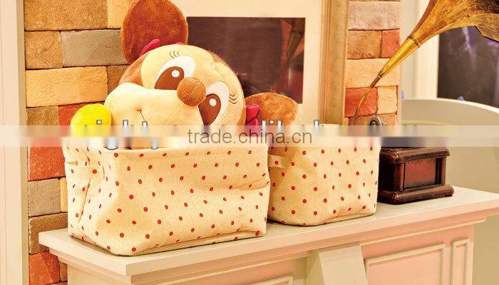 Folding hot sale high quality cotton and flax cloth storage bucket