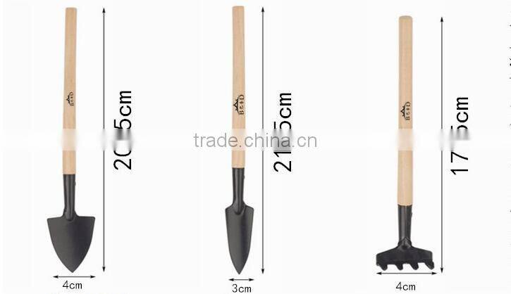 Mini Plant kids Garden Tools Set With Wooden Handle Tool Rake Shovel