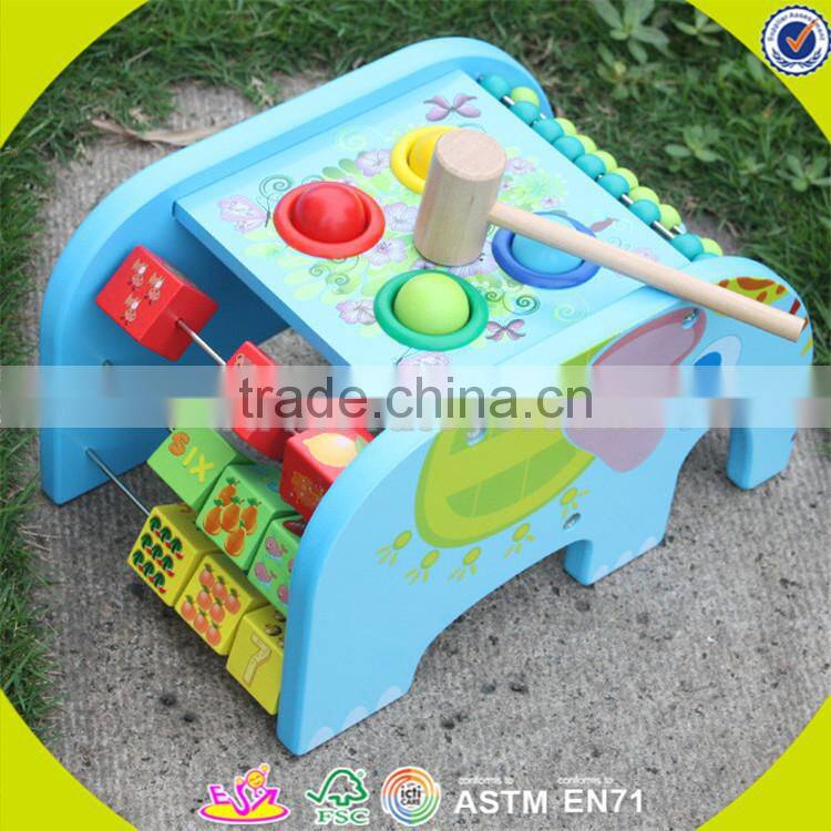 Wholesale educational wooden pounding toy multi function wooden pounding toy with abaucs and blocks W12D029