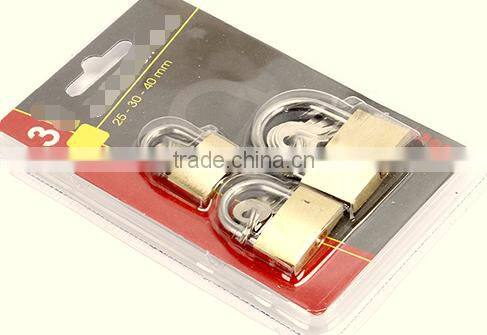 China Professonal provide best price 3pcs Brass padlock set double blister pack