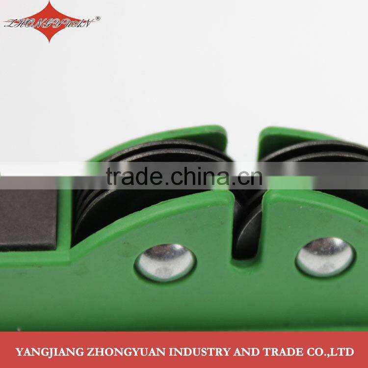 Carbon steel knife sharpener with long safety handle