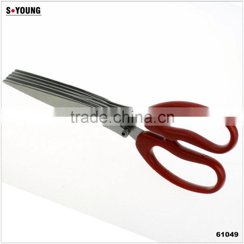 61049 New Design And High Quality snipping shearing Plastic Household Kitchen Stainless Steel 5 Blades herb scissors