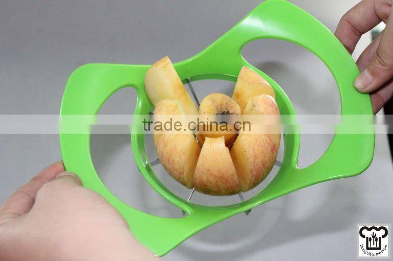 Colorful plastic apple cutter w/stainless steel blade