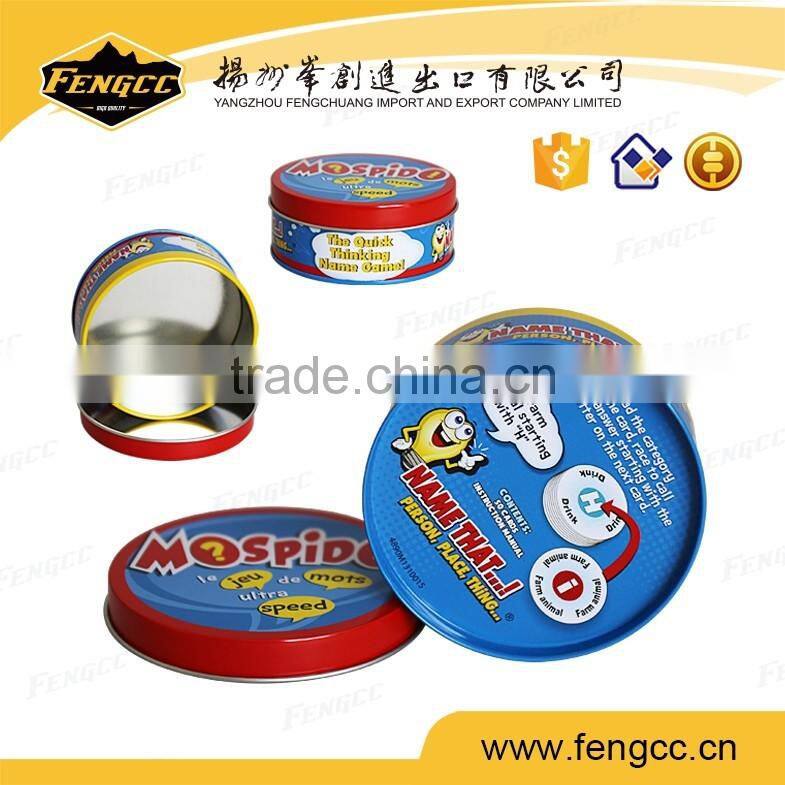 Metal tinx box for round shape logo embossed