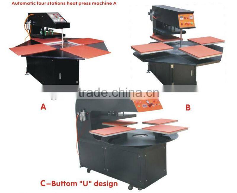 automatic four stations heat transfer press machine,t shirt heat press machine