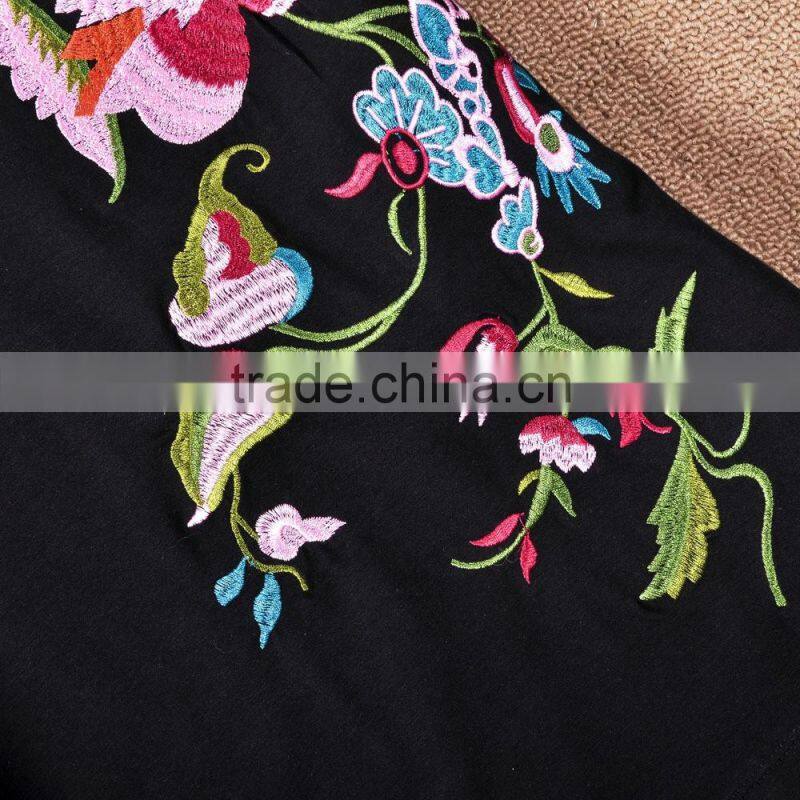 2016 Fashon lady embroidery pattern t shirts casual women t shirts cotton