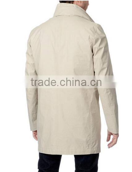 Men's Stone Hooded Raincoat With Removable Lining