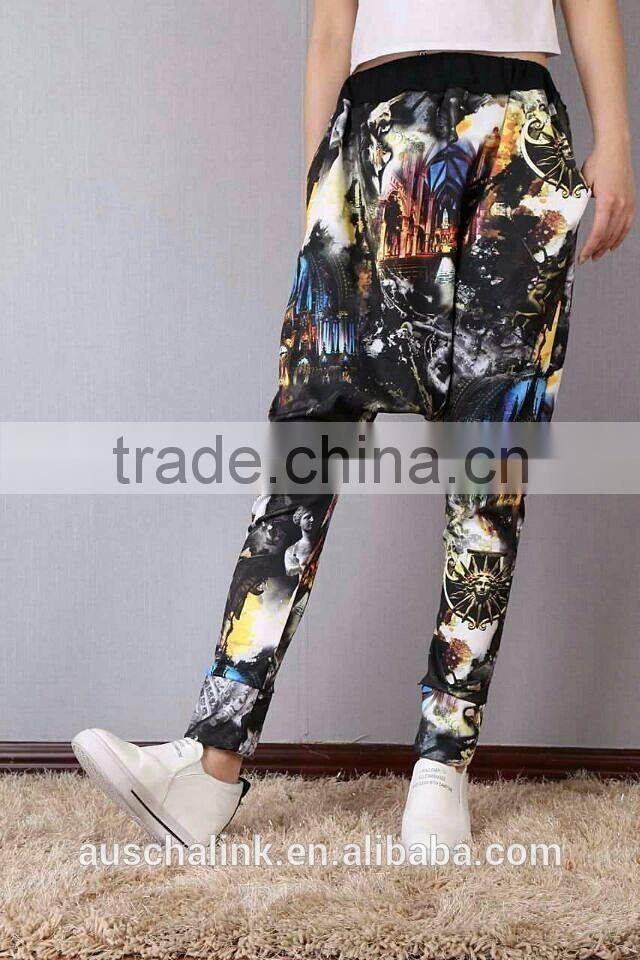 2016 new arrival personalized street trendy women print hip hop pants