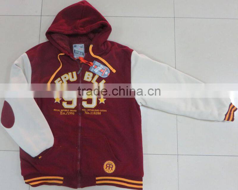 stock wholesale fleece jacket sherpa lined hooded fleece jacket /coat