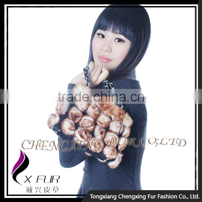 CX-H-13C Genuine Rex Rabbit Fur Evening Lady Bag