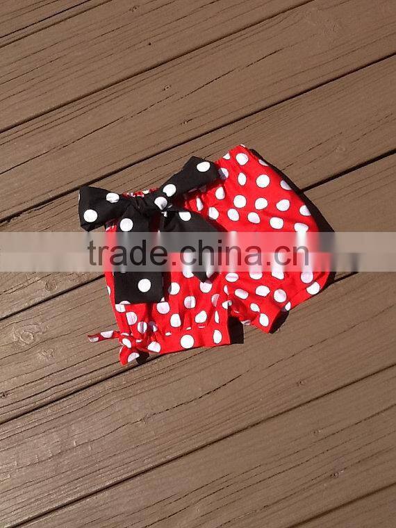 Wholesale baby icing shorts red white polka dots pants baby leggings with bow