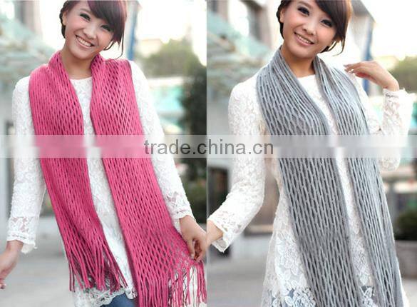 Winter warm knitting wholesale women's knit hat and scarf sets 18596