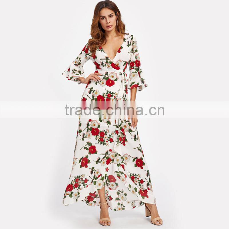 Floral Beach Dress A Line High Low Sexy Dress Women Maxi Dresses Long