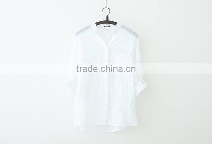 wholesale price summer sun protection Linen / cotton plain long shirts for women