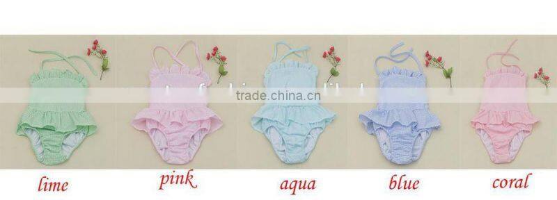 Girls One Piece Ruffle Toddler kid Seersucker Swimsuit