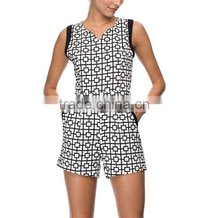factory price newest ladies african print woman short jumpsuit women summer 2015